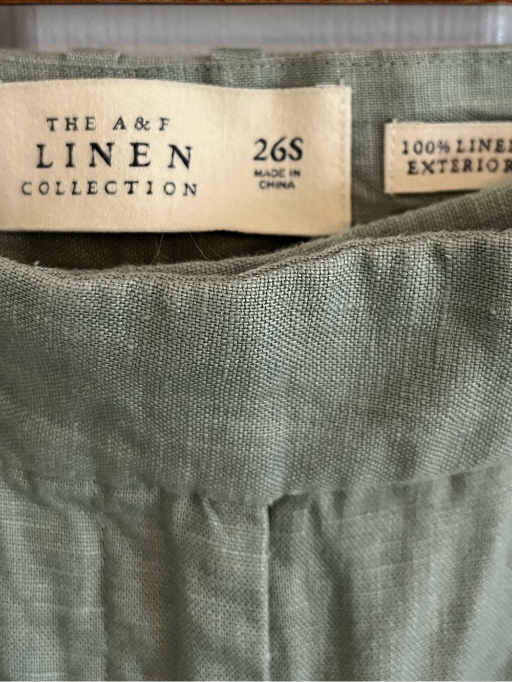 Abercrombie & Fitch Linen Blend Wide-Leg Pants in Sage - Picture 4 of 4
